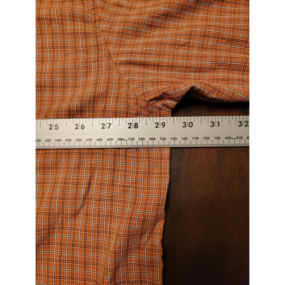 Wrangler Quality Orange Plaid Long Sleeve Button Down Shirt 2XL Wrinkle Resist - Picture 7 of 10